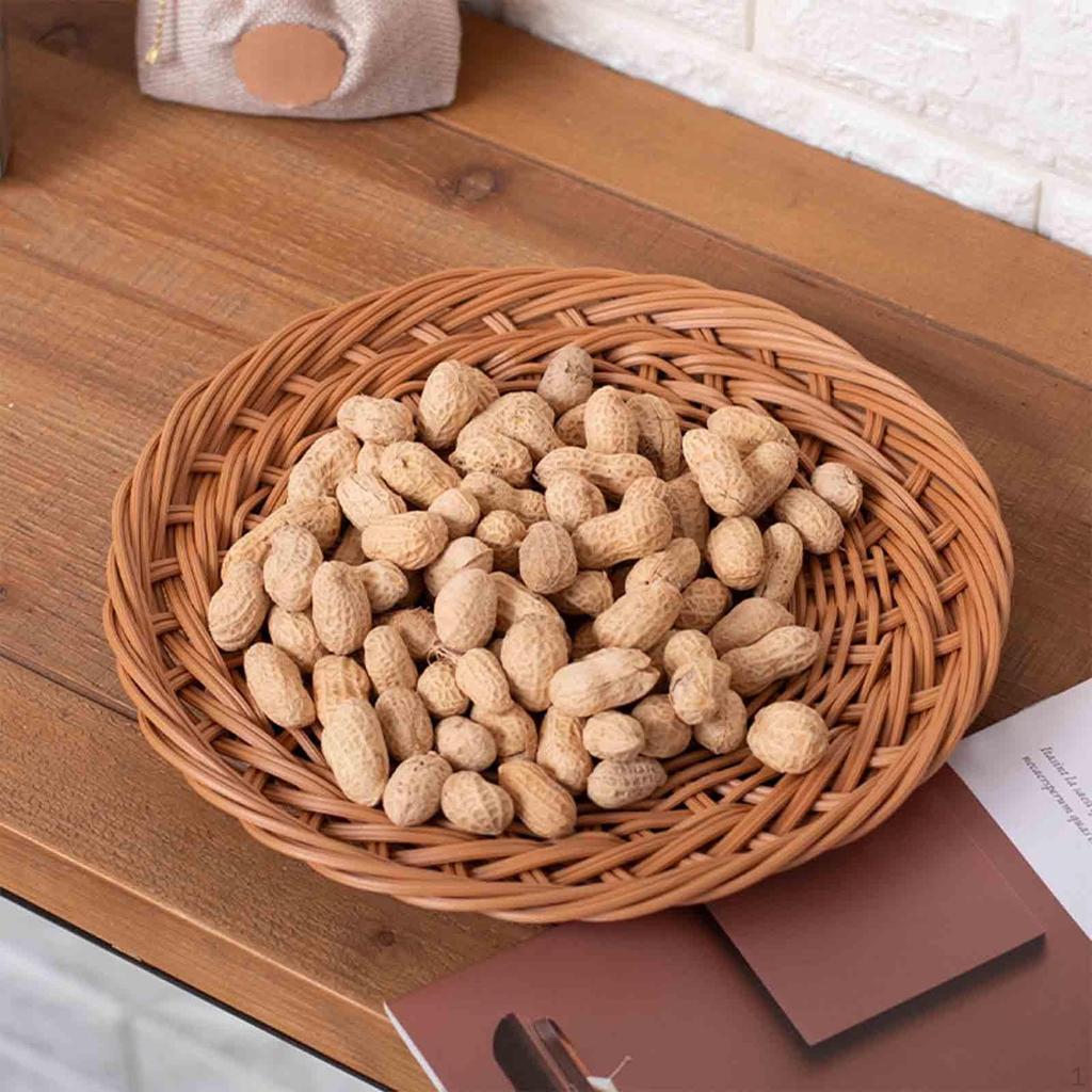 Food Storage Basket Serving Baskets Snack Cookie Plate Round Woven Bread Handwoven for