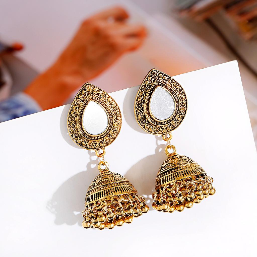 Indisk Jhumka Gypsy Zircon Boho Vintage Etnisk Dame Øredobber Hul Hengende Øredobber For Kvinner boucle d’oreille 2020