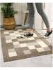 Brown Checkered Striped Washable Polypropylene Entrance Doormat