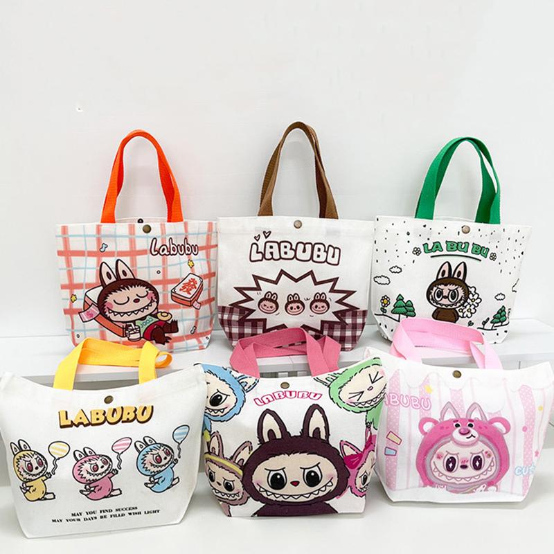 תיק קנבס לאבובו כותנה חמוד מצויר מצחיק תיק טוטה קניות פאוץ' סטודנט נוסע רב-תכליתי פשוט תיקי נשים מתנה