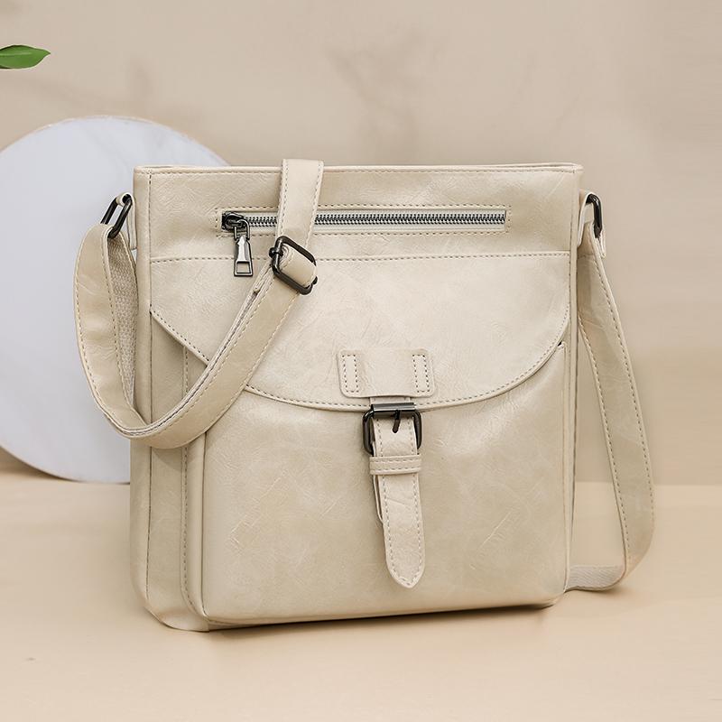 Lightweight Retro Messenger Bag Women's Bag Large Capacity Crossbody Bag PU Shoulder Bag