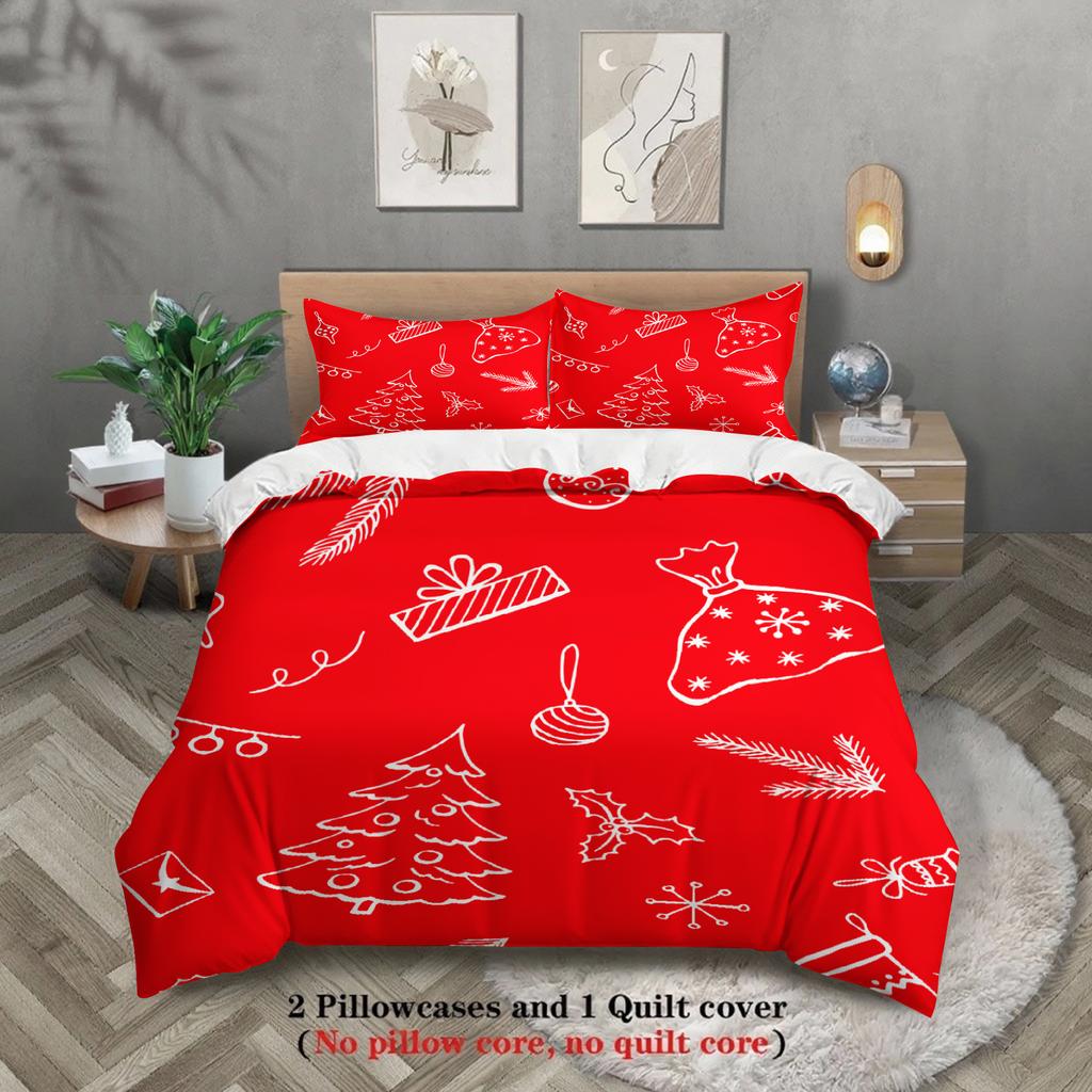 Merry Christmas Bedding Set Christmas Tree Duvet Cover Set Single Twin Queen King Size No Filling Christmas Gift For Home Decor