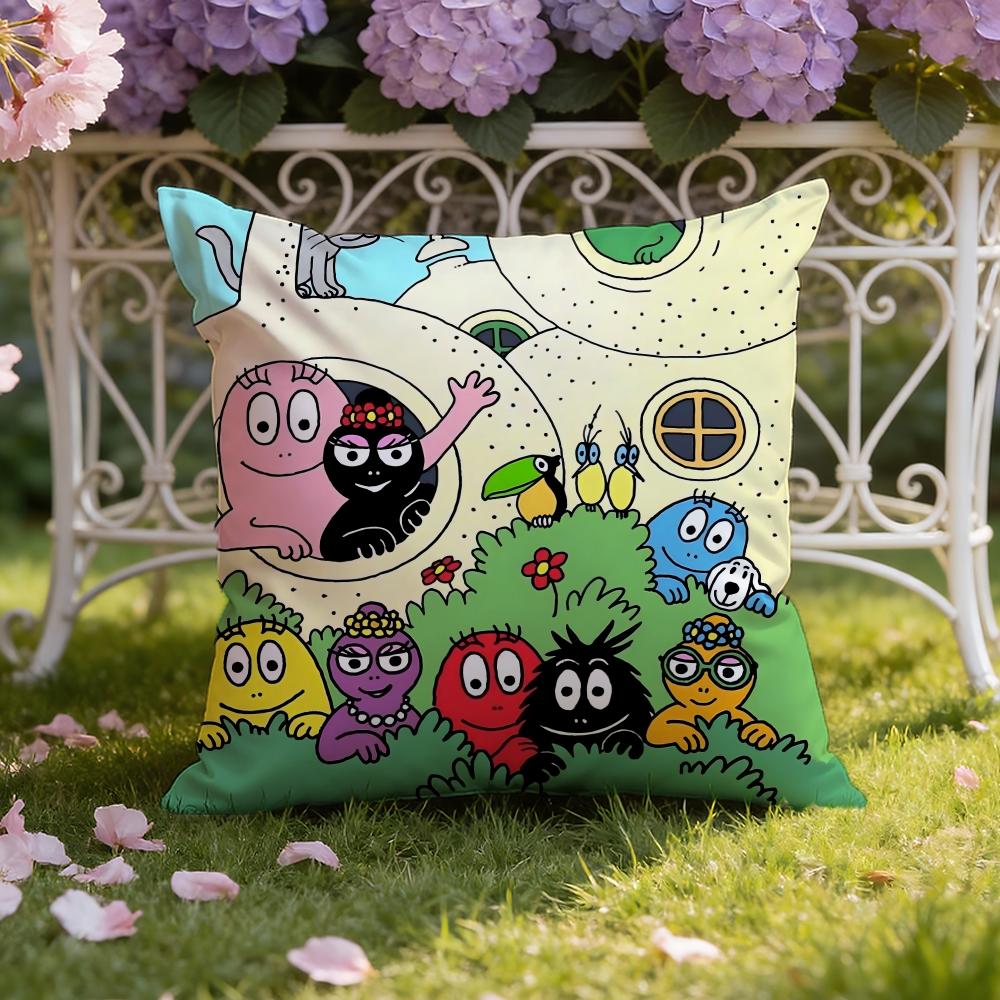Cartoon Cute B-Barbapapas Cushion Cover Home & Car Dual-Scene Pillow Cover: Reversible for Premium Comfort
