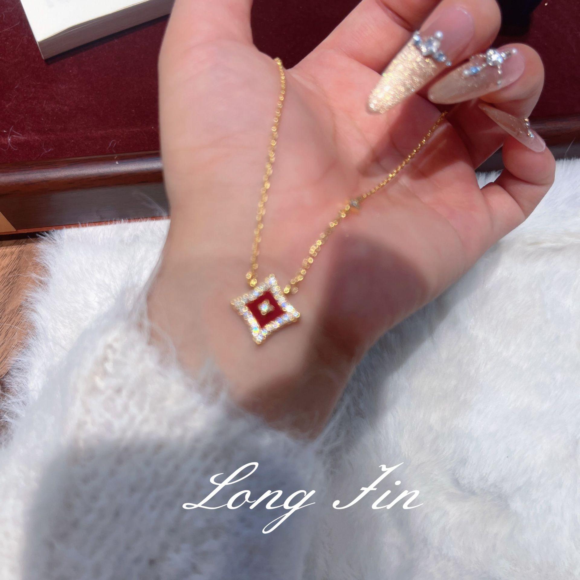 Retro Light Luxury Flash Star Series Red Bracelet Necklace Earrings Star Stacking