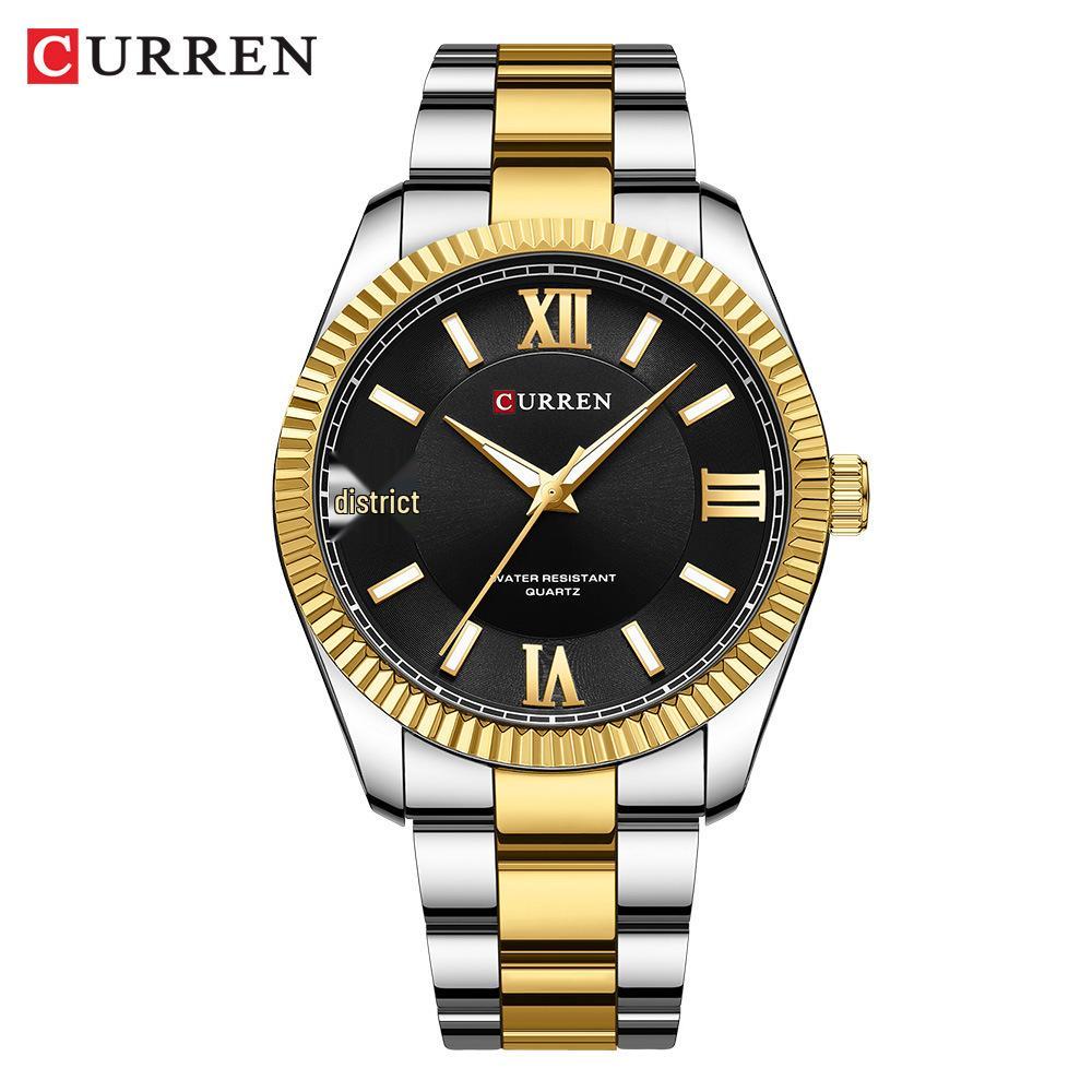 Men's CURREN 8453 Luminous Quartz Watch with Roman Numerals & Steel Band - Waterproof & Casual.