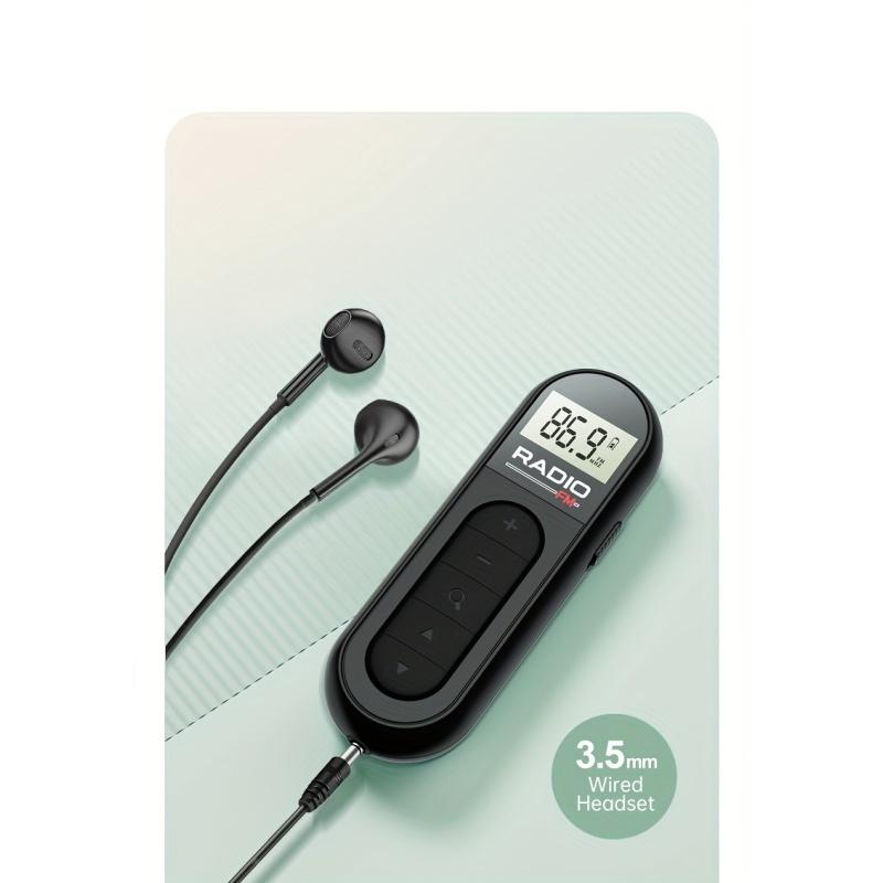 Mini oppladbar bærbar FM-radioklips - kompakt design, lang batterilevetid, hodetelefoner inkludert
