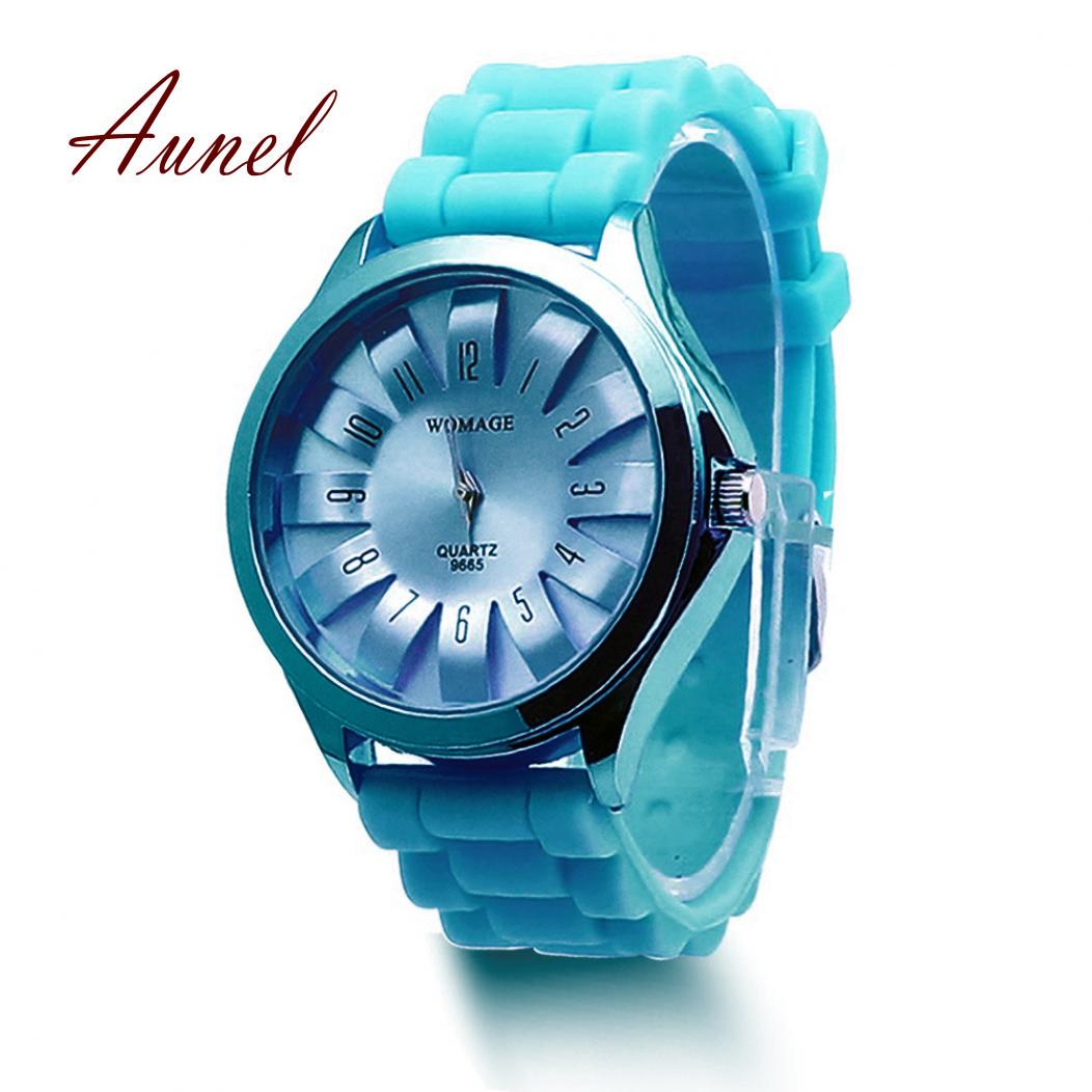 

Кварцевые часы с цветочным дизайном и силиконовым ремешком светло-синий