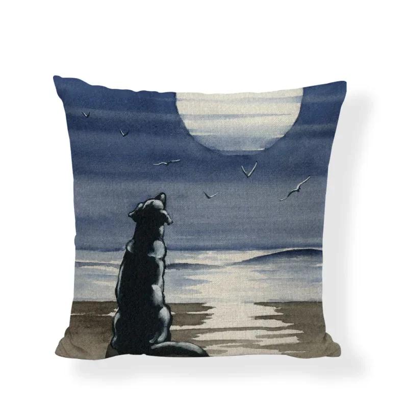 New Design Dog Cushion Covers Cute Animal Seagull Butterfly Painted Home Decor Living Room Couch Gifts Throw Pillows Cases