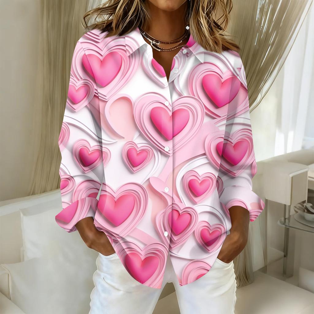 Women's Buttoned Long Sleeved Casual Regular Shirt With Collar Top