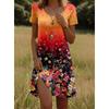 Dames Mode Bloemenpatroon Print Zomer Lente Korte Mouw Ronde Hals Casual Jurken