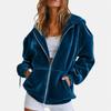 Women S Velvet Hooded Zip Up Sweatshirt Casual Loose Fit Autumn Winter