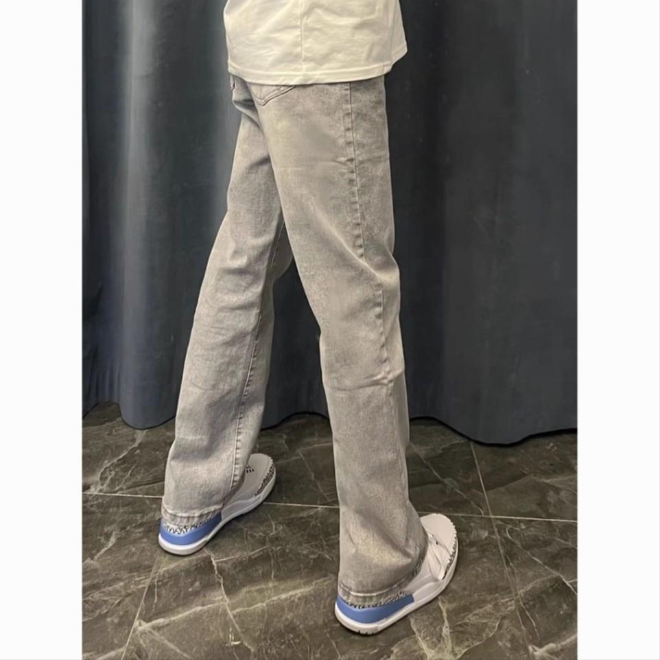 Hong Kong Trend Herren Sommer Neue Gerade Bein Personalisierte Buchstaben Jeans Hip-Hop Ins Trendy High Street Trendy Hooligan Hübsche Hose