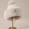 Imitation Fur Shows The Face with Small White Rabbit Fur and Velvet Lei Feng Hat for Women In Winter Cycling Warm Windproof Ear Protection Ski Hat