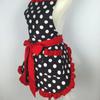 Women Cute Apron Retro Red Polka Dot Xmas Sleeveless Aprons with Pockets Ruffle Cooking Adjustable  for Girls Kitchen Aprons
