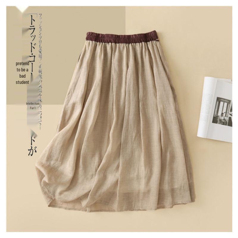 Letní midi sukně s vysokým pasem a strečem s plisovaným designem a třásněmi 2025