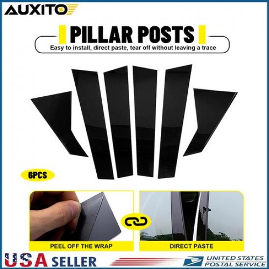 6PCS Gloss Black Pillar Posts Covers Door Trim For Range Rover Sport 2014-