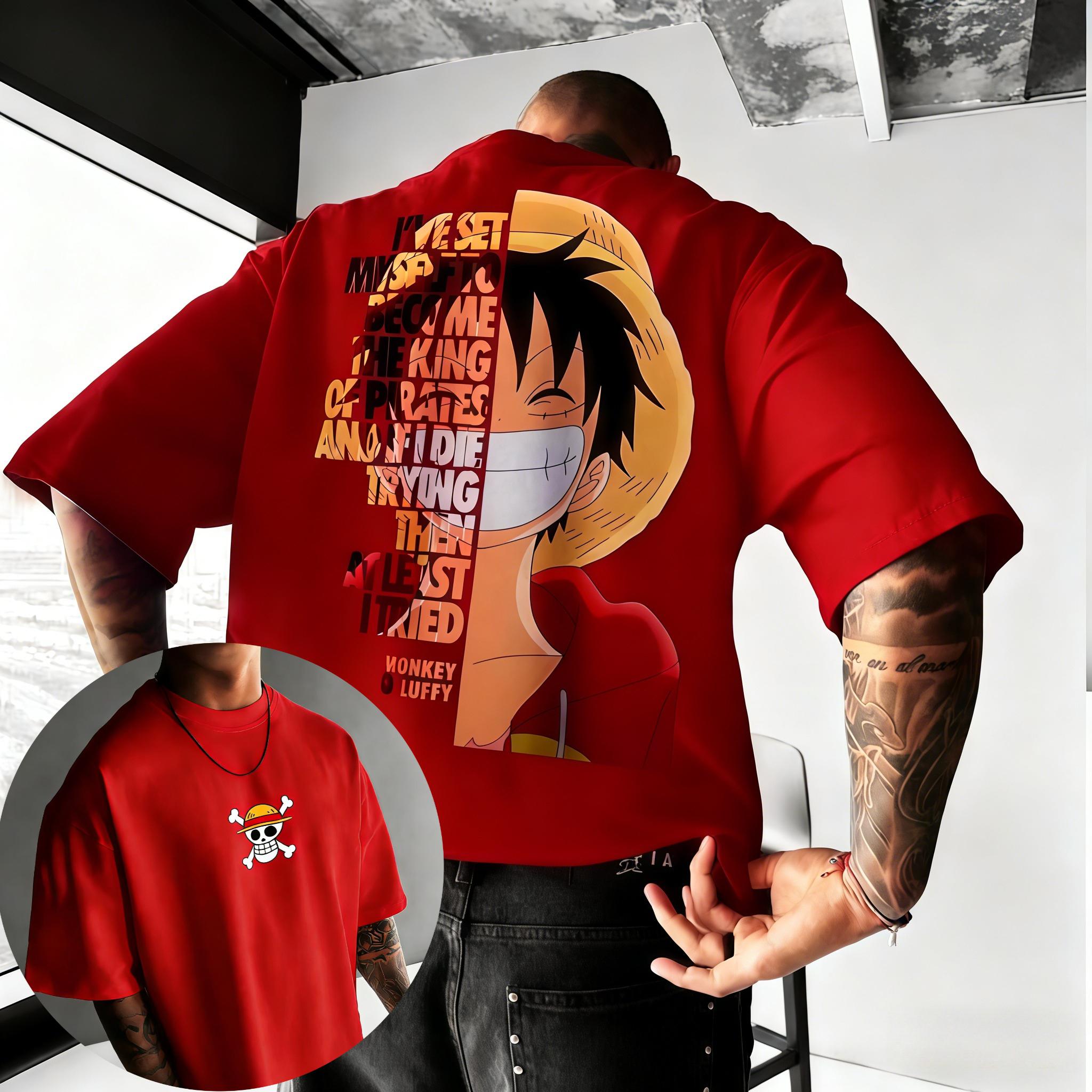 Аниме One Piece, круглый вырез, 100% хлопок, Bandai, летний новый продукт 2026, мужская свободная и дышащая спортивная футболка для пары 4XL