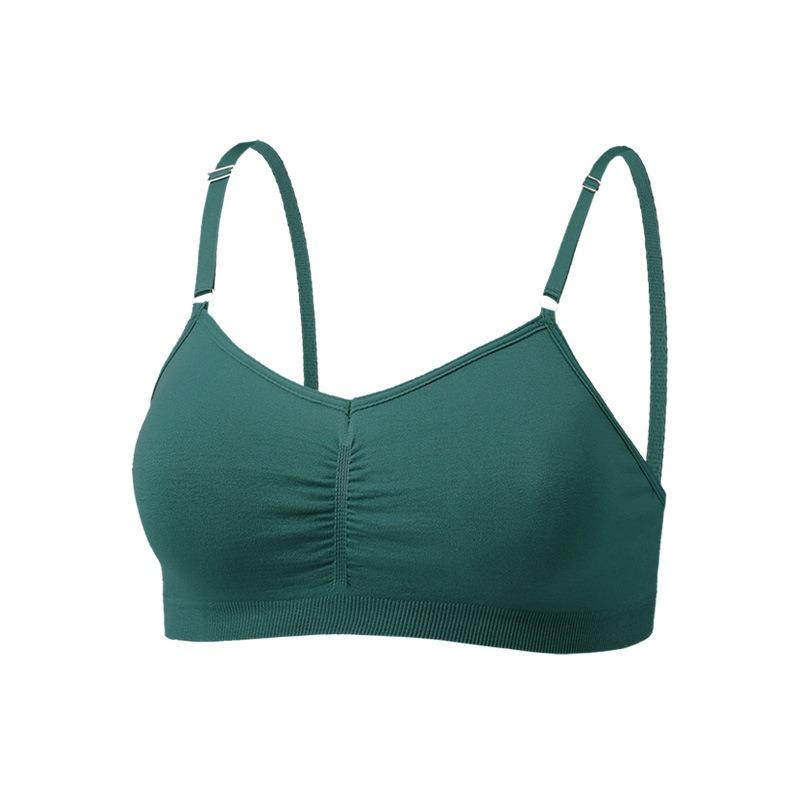 Women's Seamless Wireless Bralette, Adjustable Strap Ruched Push Up Bra Comfortable Breathable Daily Wear Underwear for Women