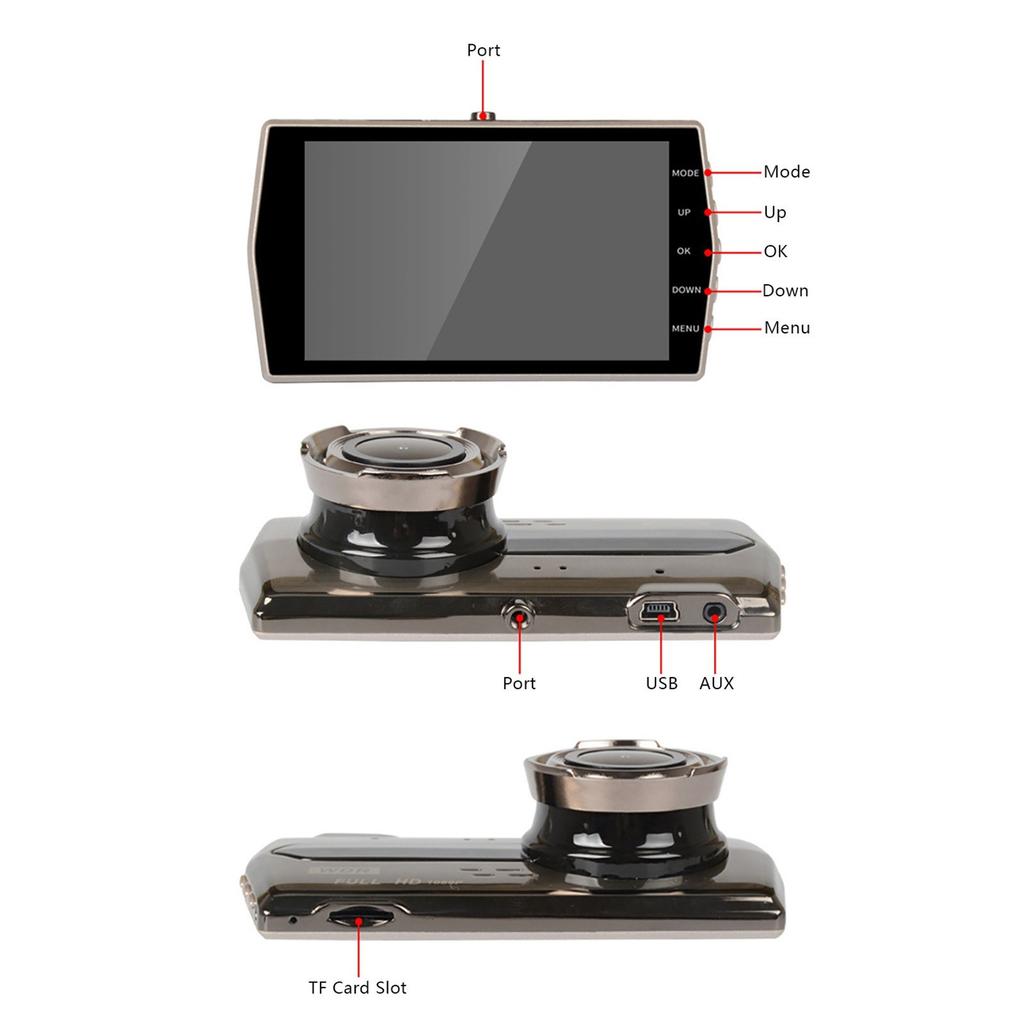 Car Recorder Car DVR Driving Recorder Lens Car Car Recorder 1080P Mode HD Recording