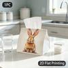 1pc Tissue Box, Modern Rabbit Warm Cute Pattern, 2D Flat Printing, Keeps Dust Out, Portable, Napkin Box, for Car Use