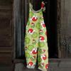 Women's Casual Loose Jumpsuit Christmas Print Wide Leg Jumpsuit Sleeveless With Pockets