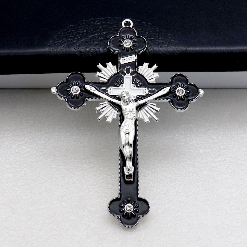 Metal Enamel Crystal Flower Crucifix Cross Spiritual Religious Jesus Catholic Blessing Faith Gifts Prayer Church Decor 2025 New