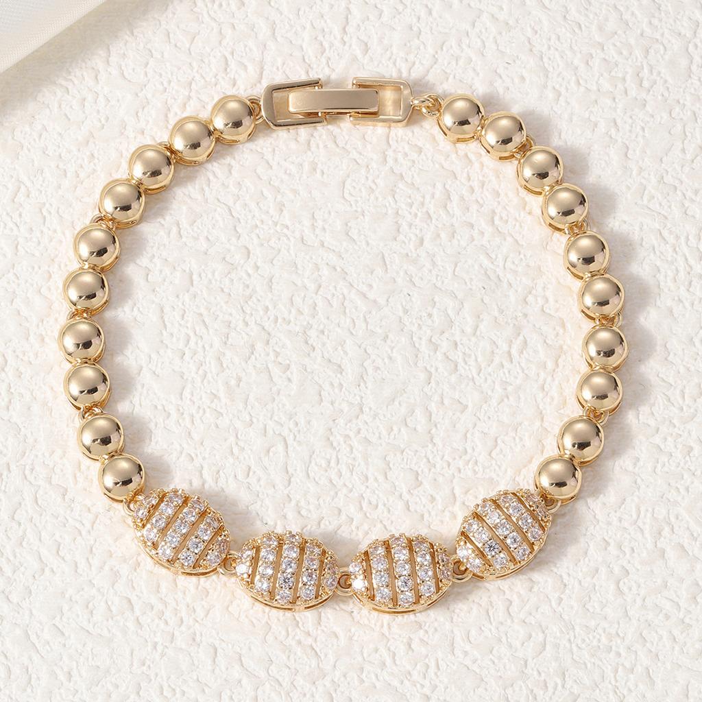 Bracelet New Style Light Luxury Full of Zircon Bracelet for Women Retro Bean Style Jewelry