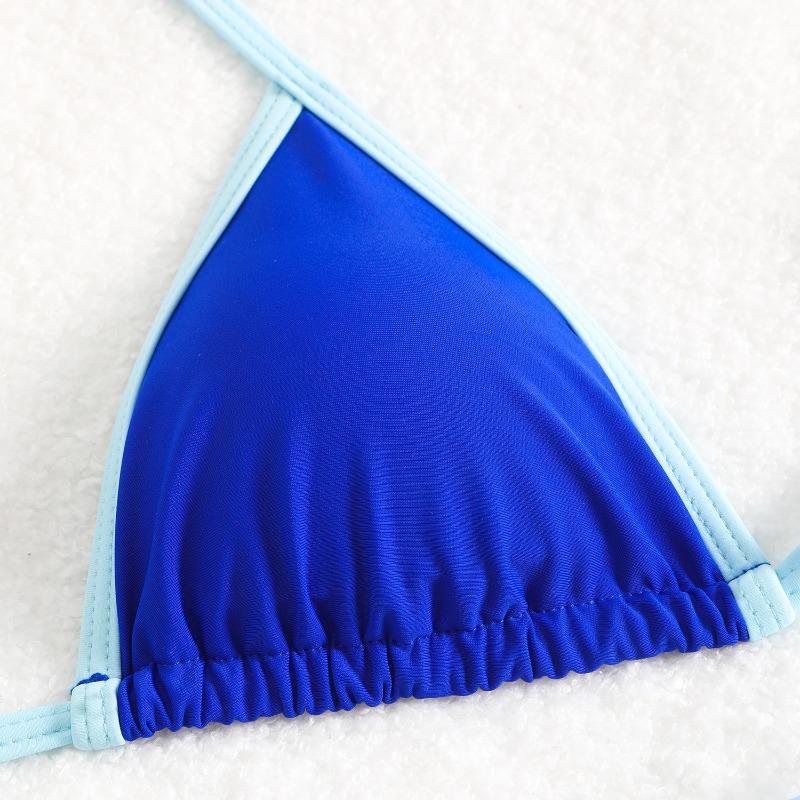 New solid color women's split sexy triangle color matching bikini strap beach hot spring swimsuit