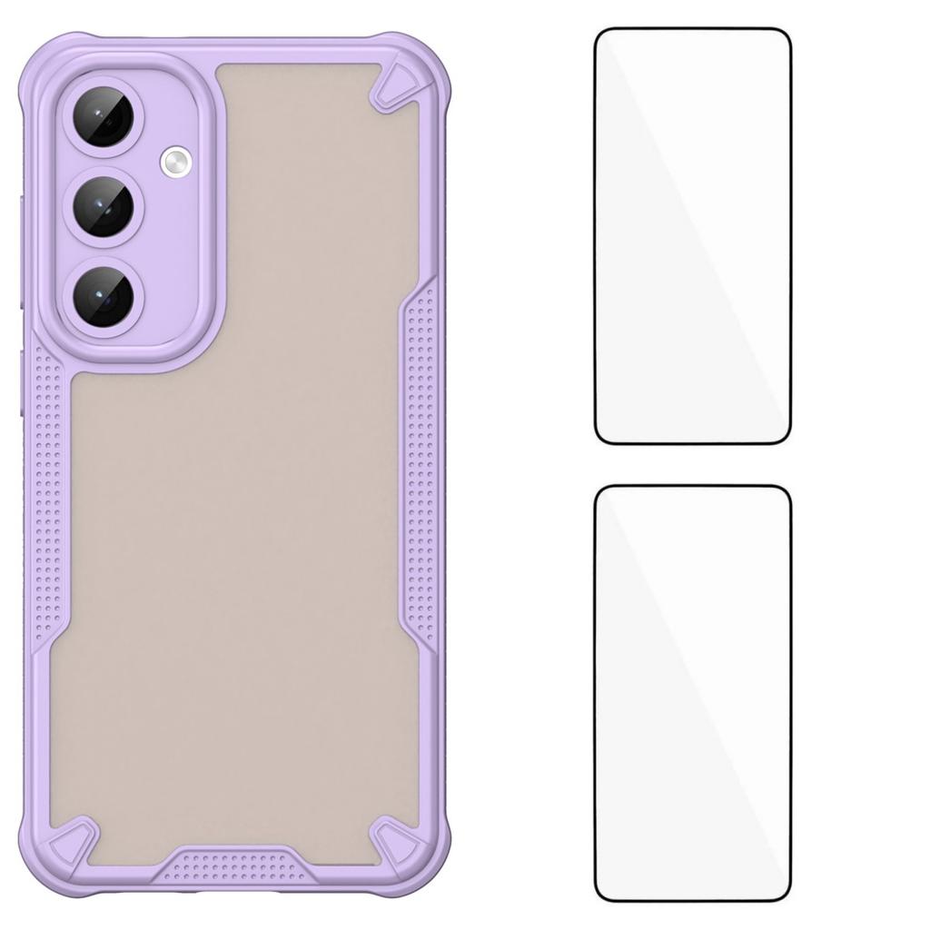 Für Samsung Galaxy S25+ Rückseite WANLONFENG MFFJ2 Serie TPU+Acryl Handyhülle mit 2 Stück gehärtetem Glas