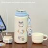 New Stainless Steel Cute Large-capacity Ins Wind Girl Straw Three Drinking Cups Niche Cartoon Thermos Cup