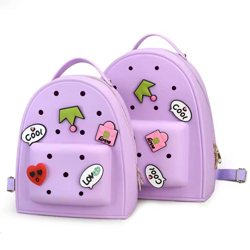 Adjustable Straps Kids Schoolbags Zippered Kindergarten Knapsack Fashion Silicone Backpack  Ladies