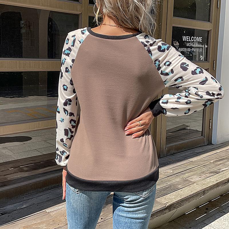 YYFS Dámská móda Leopardí potisk Podzim Zima Dlouhý rukáv Svetry s výstřihem do O