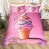 Cartoon Food Duvet Cover Twin Queen Size Yummy Dessert Bedding Set, Ice Cream Pattern Comforter Cover for Kids Girls Room Dorm
