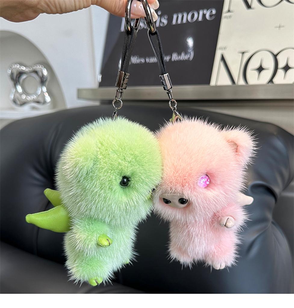 Fluffy Little Pig Fur Pompom Keychain For Woman Girls Bag Car Key Chain Cute Little Pig Key Ring On Bag Car Trinket Pendant Gift