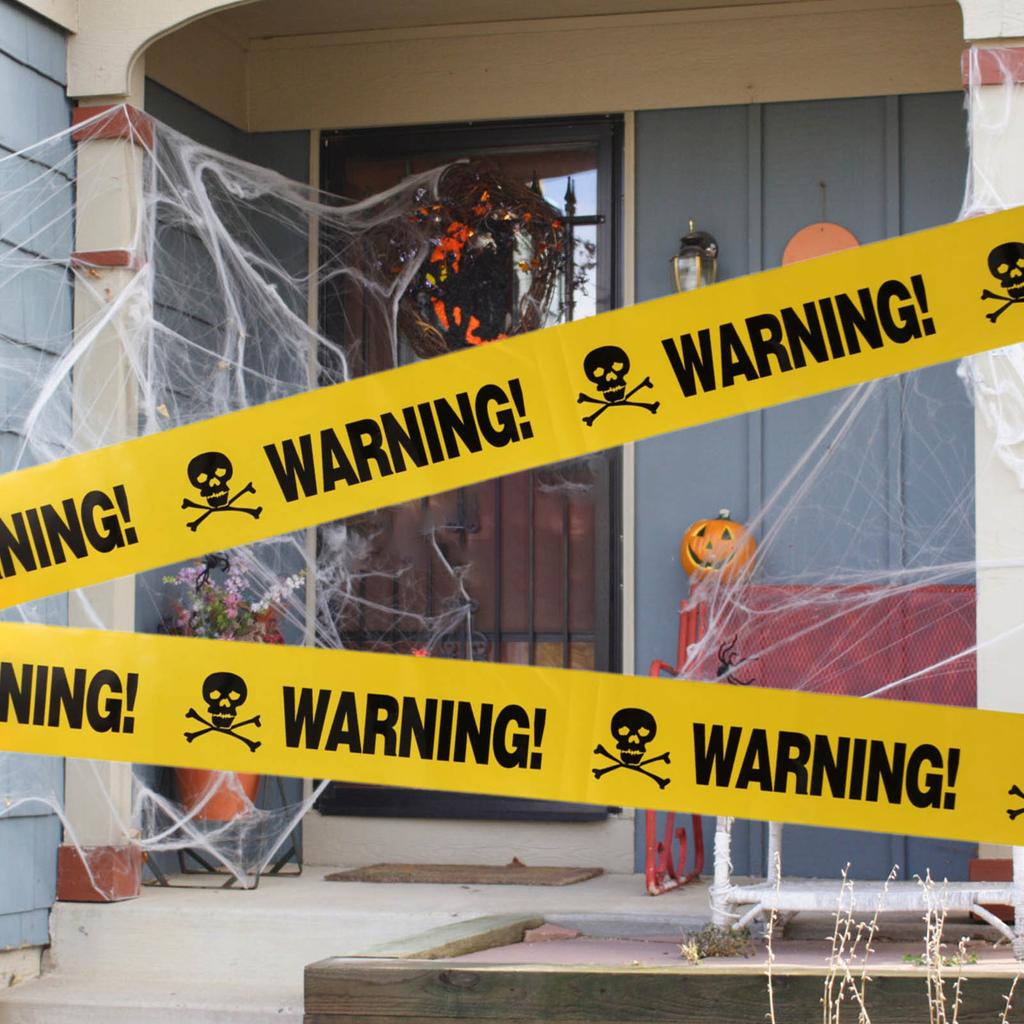 Caution Warning Tape for Halloween Party Self Adhesive Safety Sign Caution Tape with Bold Black Text for Halloween Decor