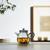 Pokaro Tea Heat-Resistant Glass Teapot, 370ml, Ink-Colored Design, Integrated Spout with Filter, Compact and Stylish Glass Teapot for Craft Tea,
