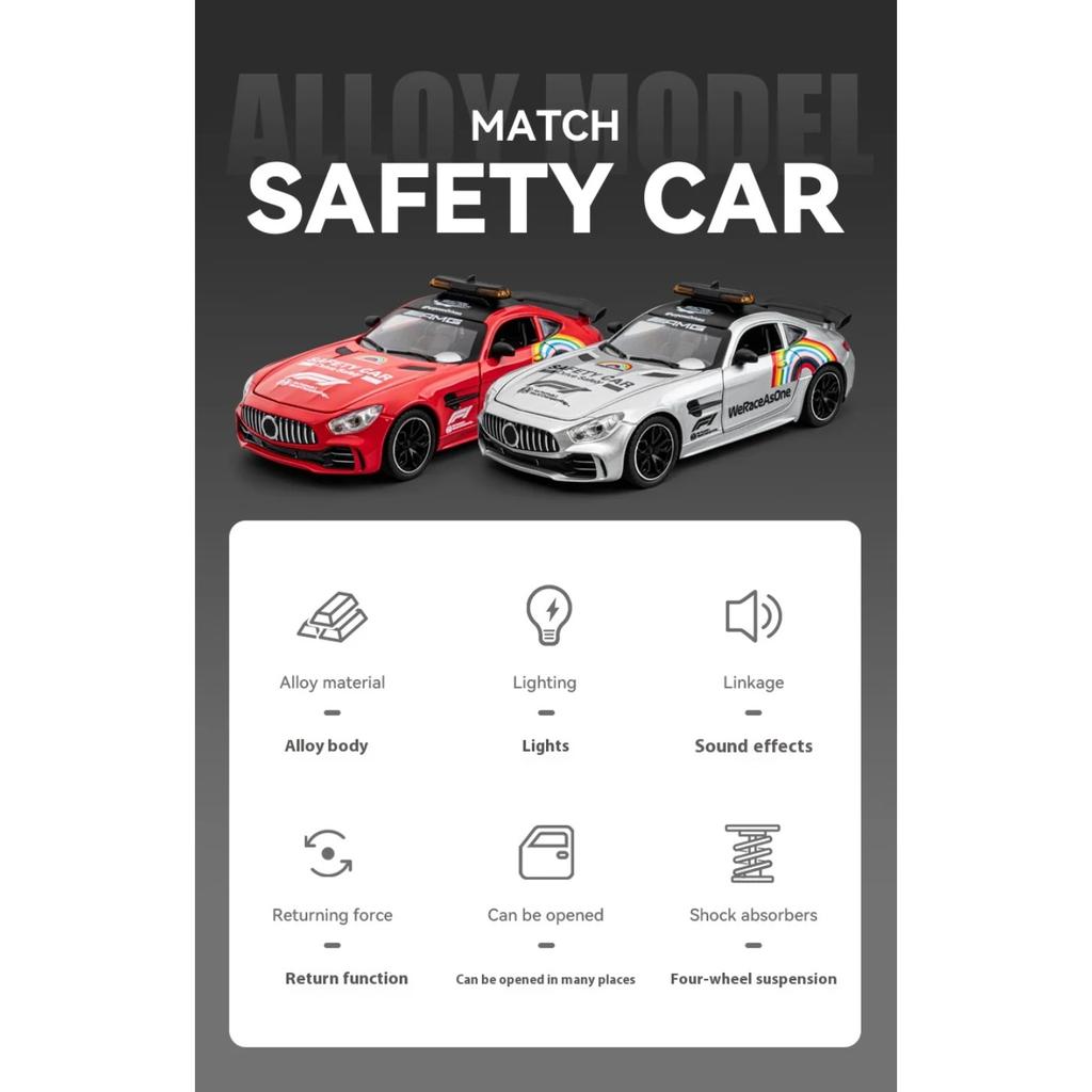1/24 BENZ F1 Cool Sports Car Alloy Model Toys, Cool Lighting and Sound Effects, Strong Recovery, Four-wheel Shock Absorption