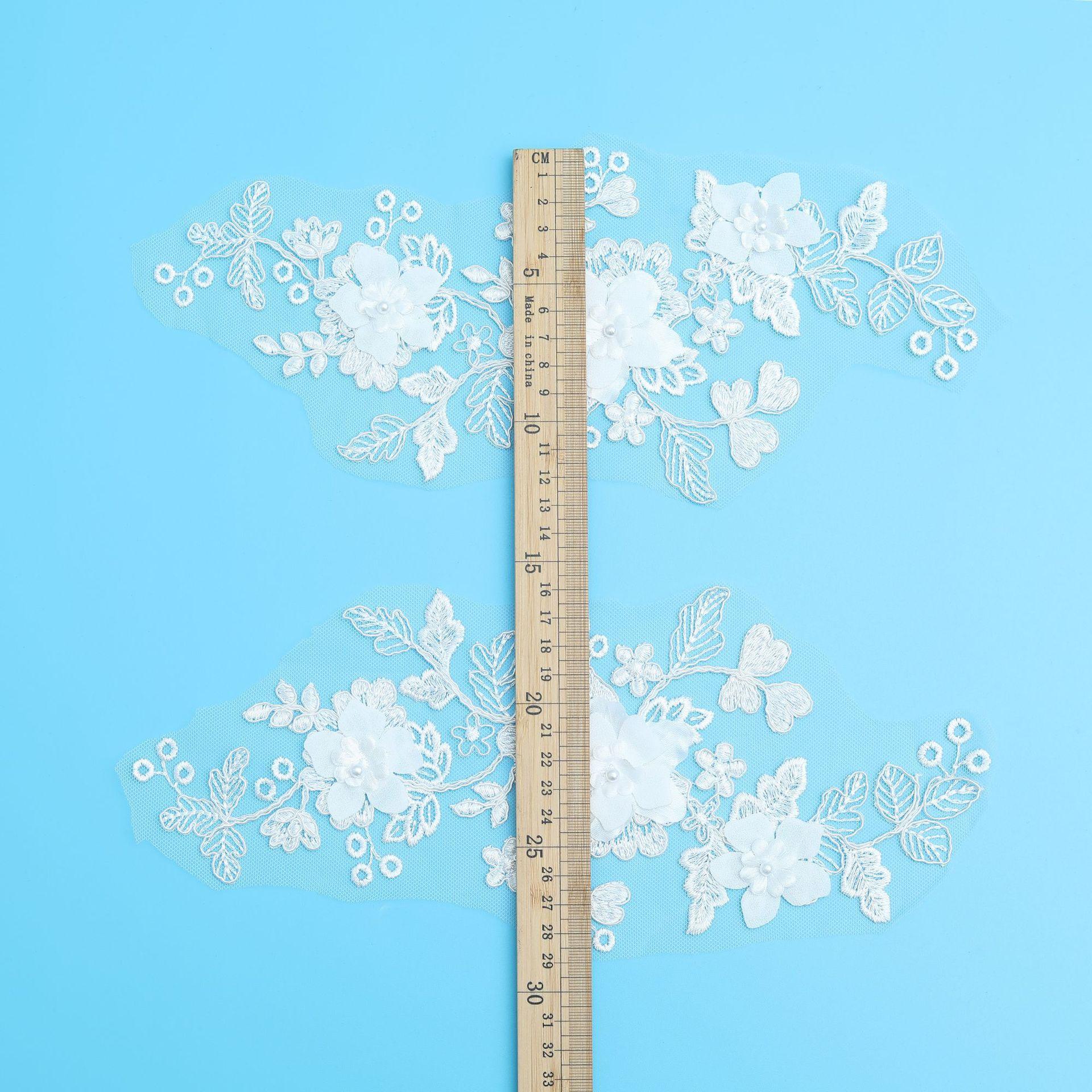 

Embroidery Plus Bone Pair Flower Car Bone Handmade Three-Dimensional Diy Chiffon Multi-Layer Patch Sticker Headdress Accessories Clothing Veil White * 35 * 17CM