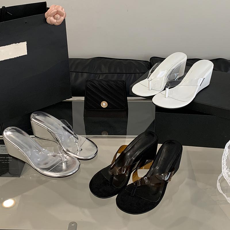 Eilyken Summer PVC Transpare Design Wedges Heels Women Slippers Party Flip Flop Slides Concise Shoes Zapatos De Mujer