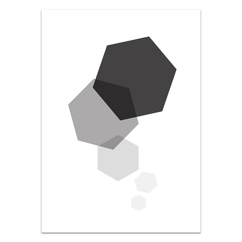 LOVE Wall Art Canvas Poster and Print Hexagon Graphic Abstract Painting Minimalist Nordic Decoration Pictures Modern Home Decor