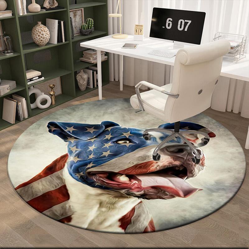 1pc American flag patriotic pet Round carpet Painted Printed circular carpet, home door mat, outdoor travel protection carpet
