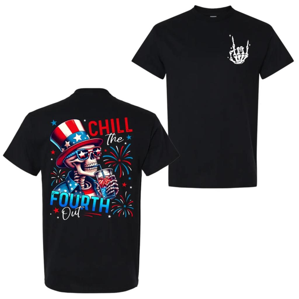 American Independence Day T-shirt Chill The Fourth Out Skeleton Shirt, Funny 4th