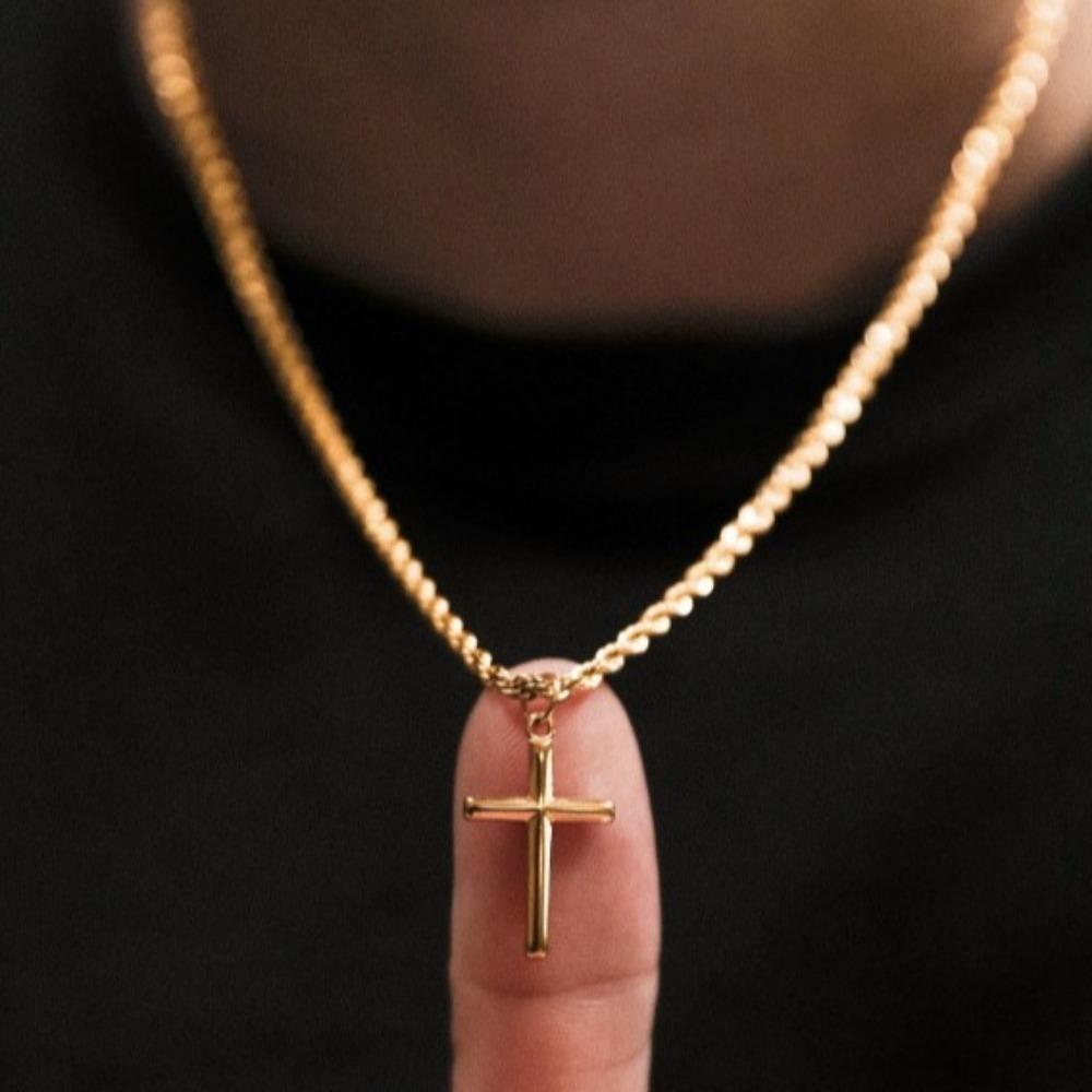 Cross Pendant Necklace Men's Necklace New Fashion Metal Pendant Accessory Party Jewelry