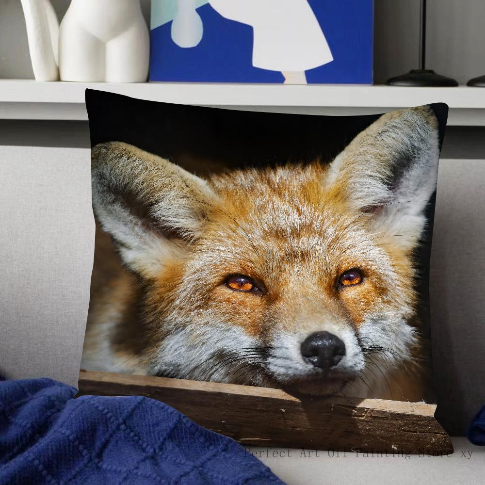 Cute Wild Fox Pillow Case Fashion Square Pillowcase Bedroom Sofa Room Ins Decoration Leisure Cushion Cover 40x40