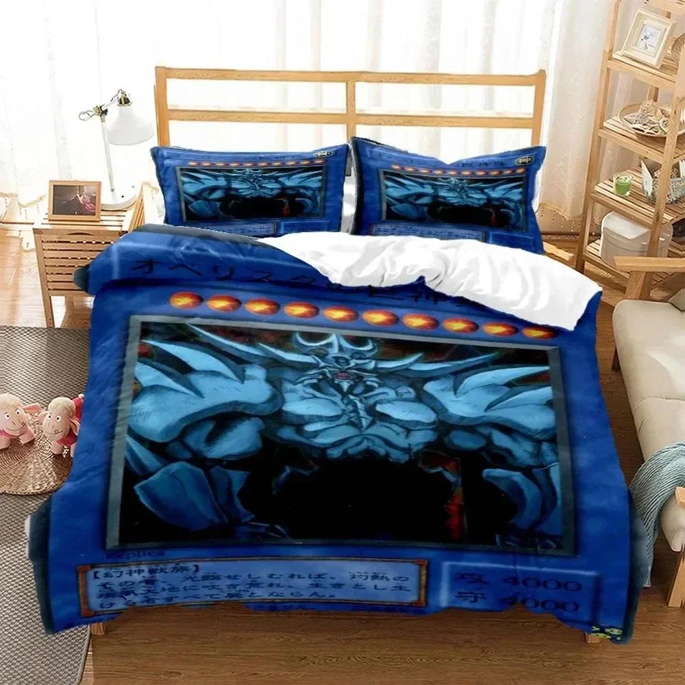 Anime Yu-Gi-Oh Game Card Bedding Set Duvet Cover Sheet Printed Bed Set Pillowcase Bed Full Queen King Size Comforter Bedroom