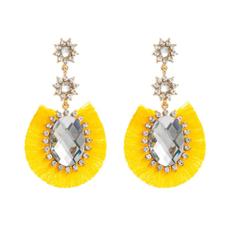 Women's Earrings Temperament Long Tassel Full Crystal Simple Versatile  Exaggerate Premium Small Drop Earrings