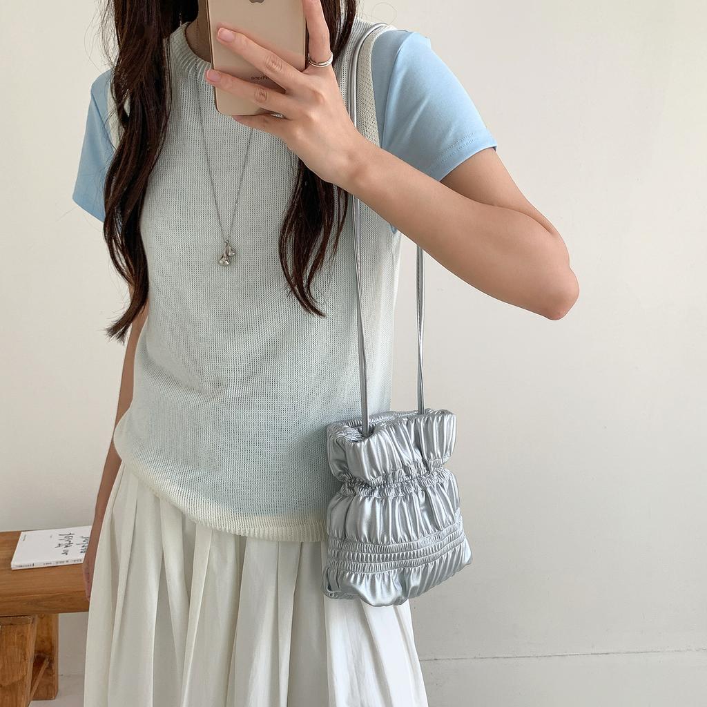 Cloud Pack High-end Drawstring Shoulder-Swing Soft Leather Bucket Bag