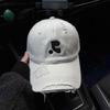 New ripped embroidered baseball cap women's wide brim big face showing face small peaked cap big head circumference hat couple