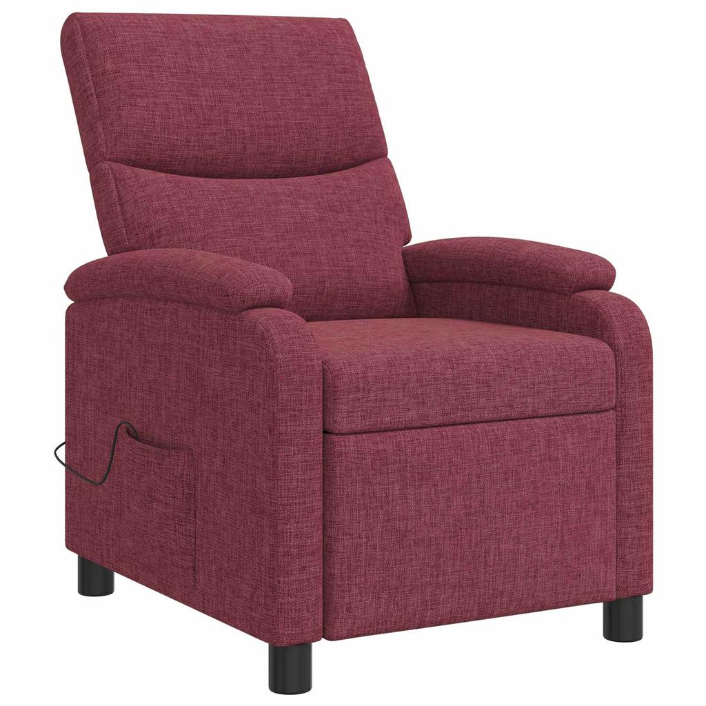Massage Relax Chair Wine Red Fabric