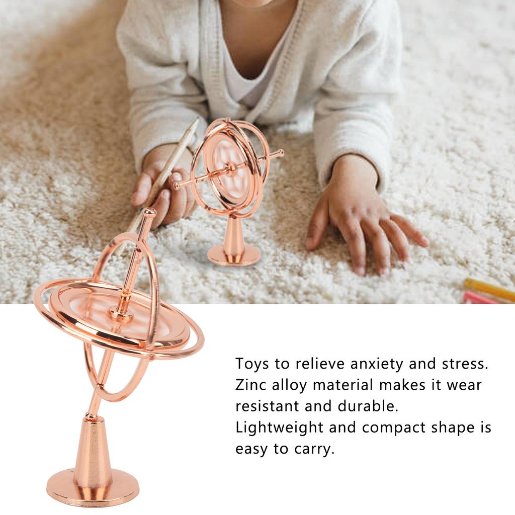 Metal Gyroscope Bracket Gyroscope Decompression Toy Mini Balance Spinning Top Artifact Rose Gold